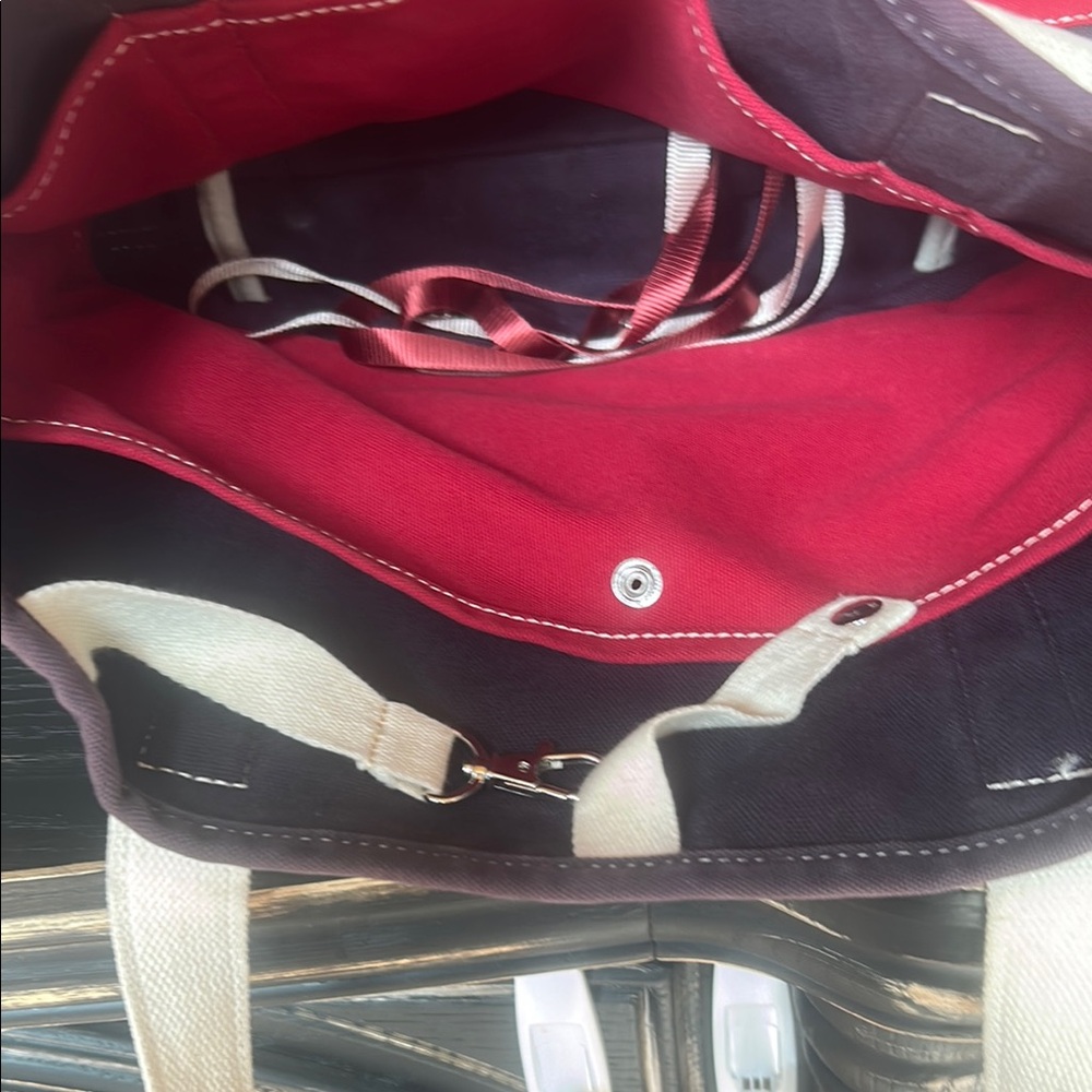 Lands' End Red and Black Tote Bag Durable Canvas - Picture 8 of 13